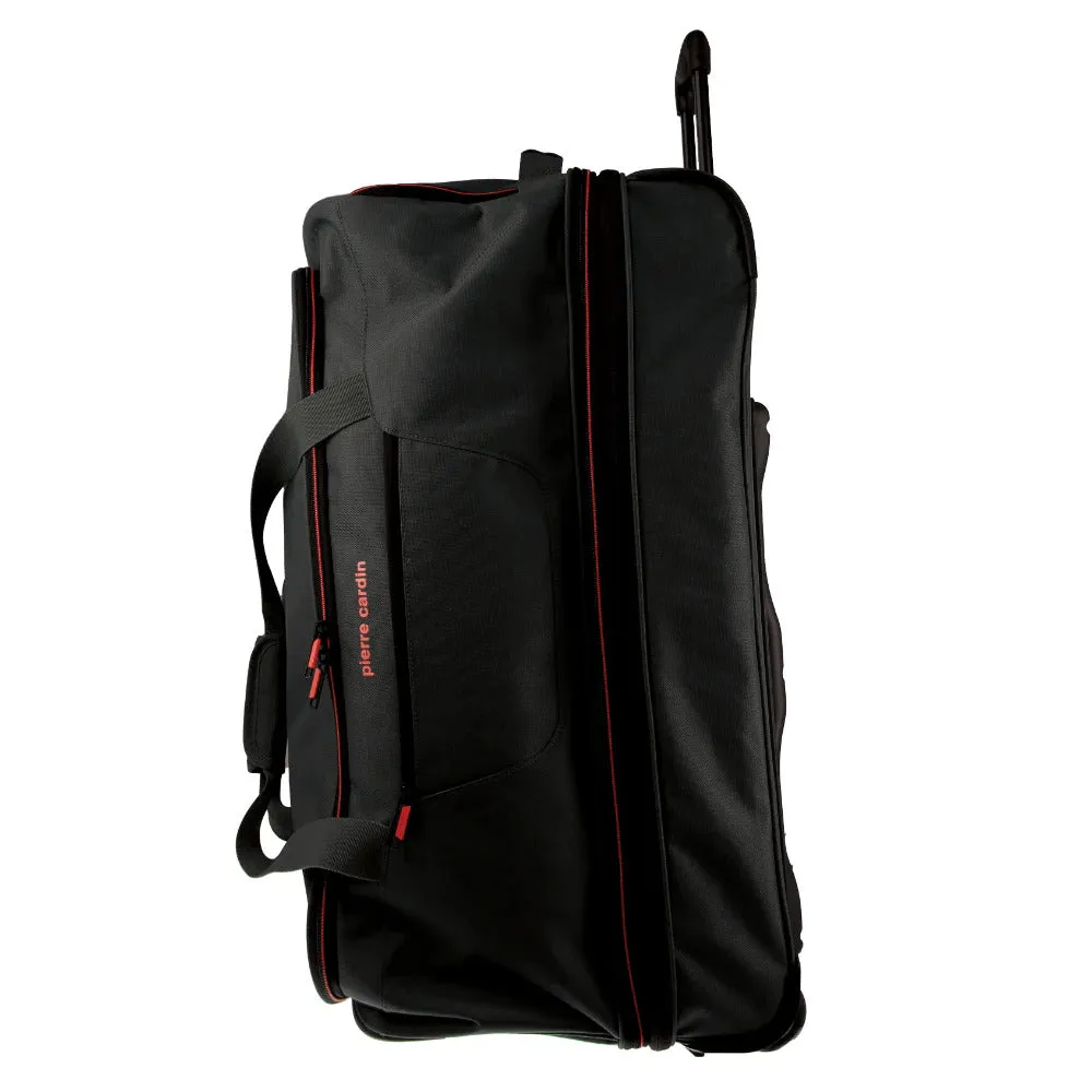 140L Pierre Cardin Trolley Bag Medium Soft Travel Luggage Wheeled Duffle - Black