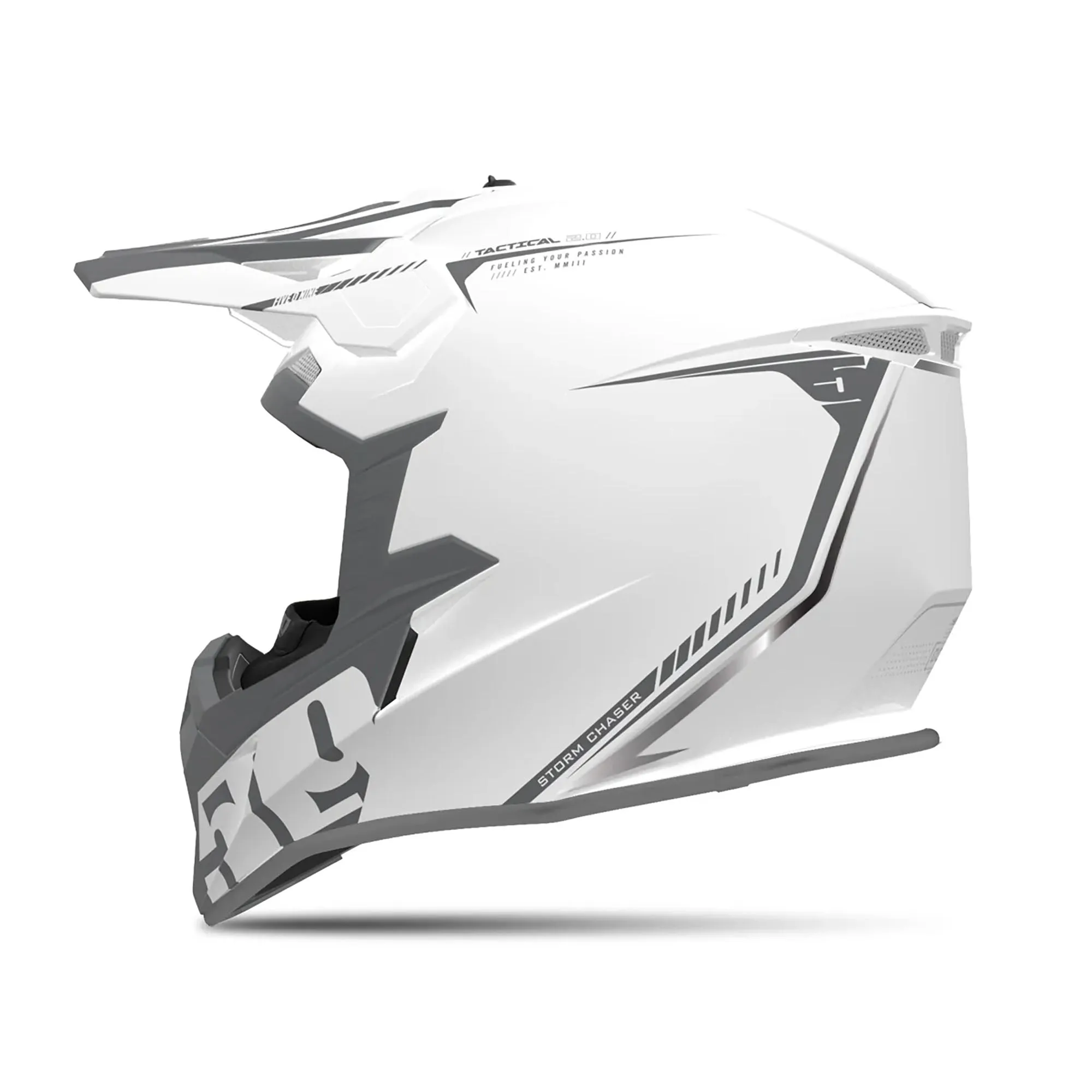 509 Tactical 3.0 TR Open Face Snowmobile Helmet Stormchaser White