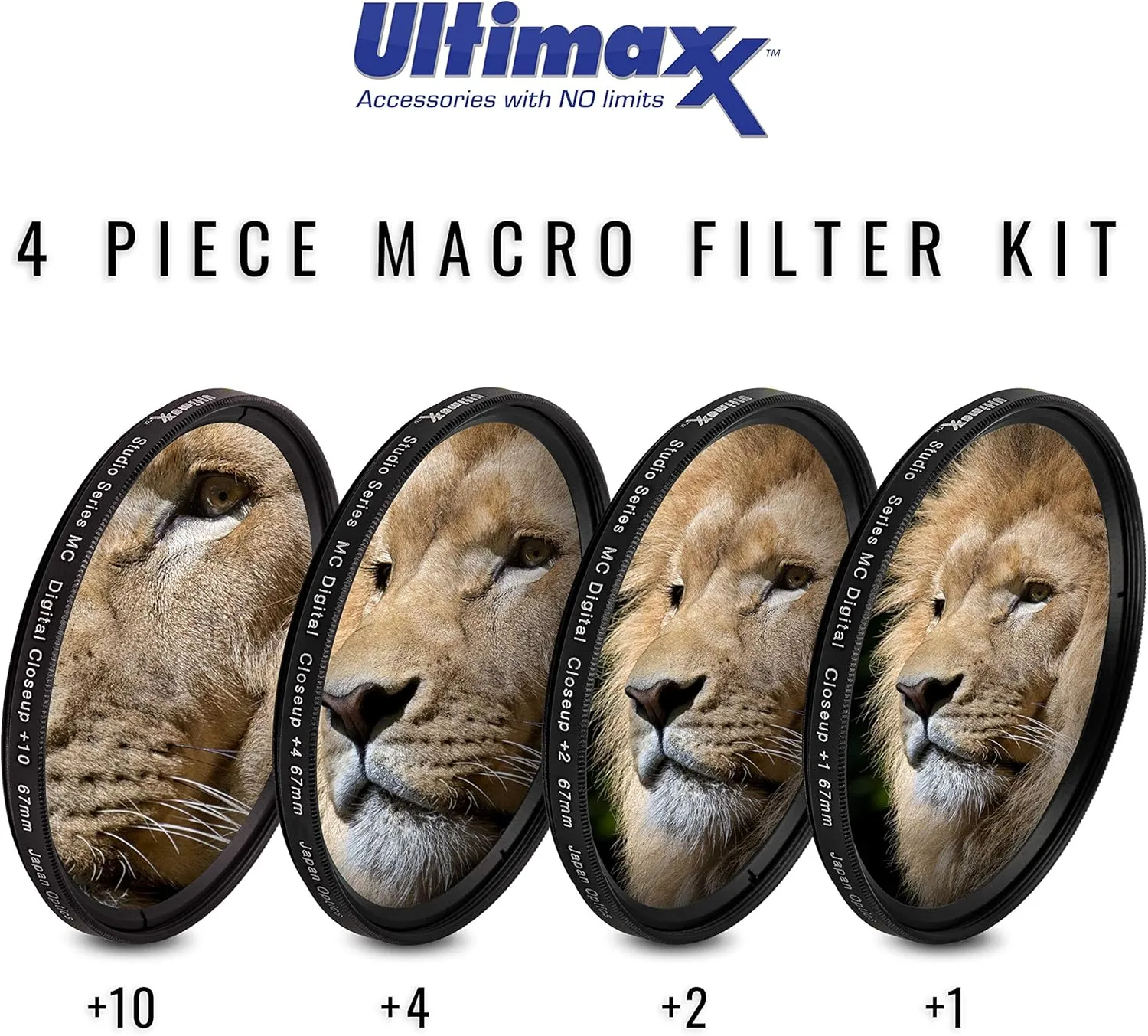 55MM Ultimaxx Professional Four Piece HD Macro Close-up Filter Kit (1, 2, 4, 10 Diopter Filters) for Nikon D3300, D3400, D3500, D500, D5200, D5300, D5500, D5600 w/AF-P DX NIKKOR 18-55mm f/3.5-5.6G VR