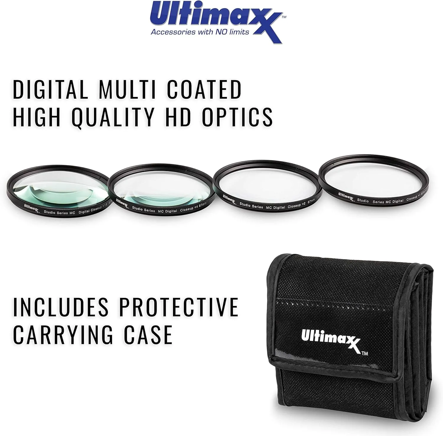 55MM Ultimaxx Professional Four Piece HD Macro Close-up Filter Kit (1, 2, 4, 10 Diopter Filters) for Nikon D3300, D3400, D3500, D500, D5200, D5300, D5500, D5600 w/AF-P DX NIKKOR 18-55mm f/3.5-5.6G VR