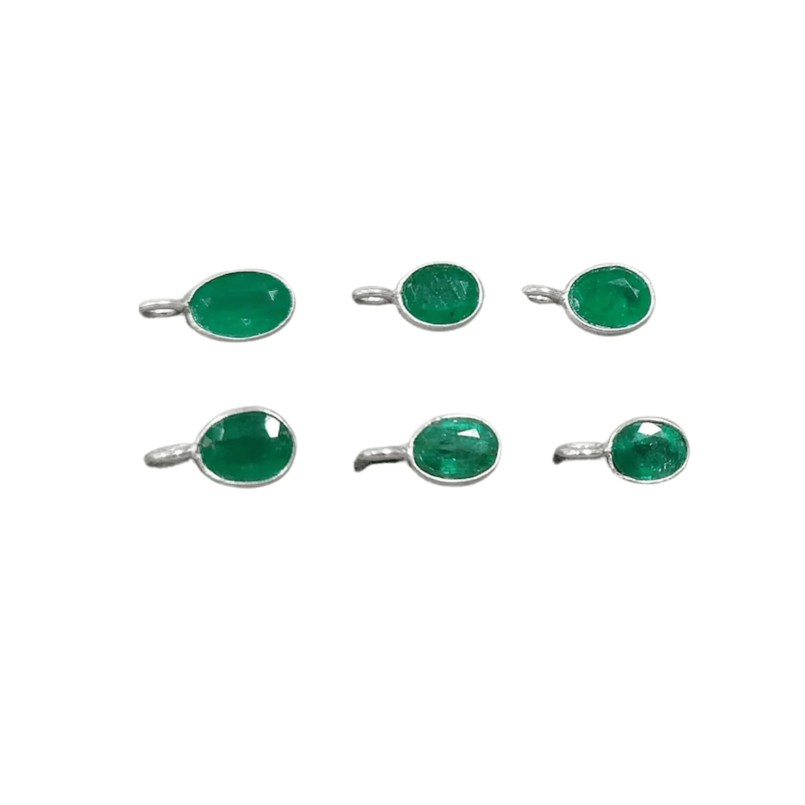 925 Silver Zambian Emerald Charm Pendant