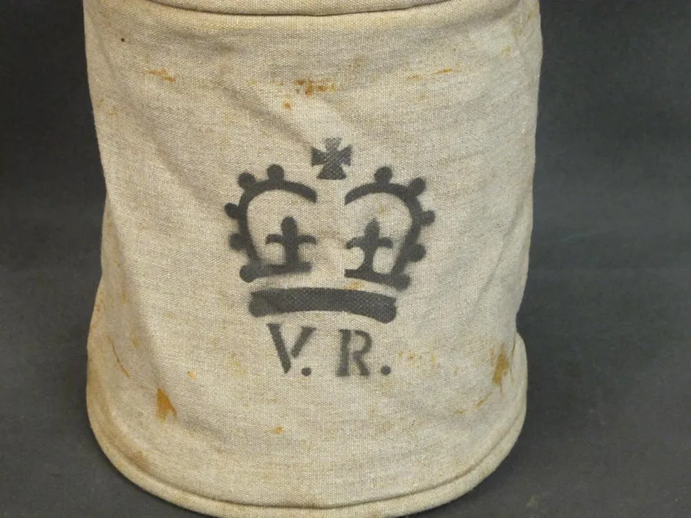 British VR Marked Original Military Issue Flax Cloth Utility Pail
