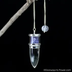 Clear Quartz Tanzanite Crystal Pendulum .925 SS