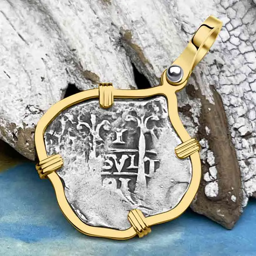 Dated 1715 Fleet Golden Age of Piracy Shipwreck Spanish 1 Reale "Piece of 8" 14K Gold Pendant | Artifact # 8947