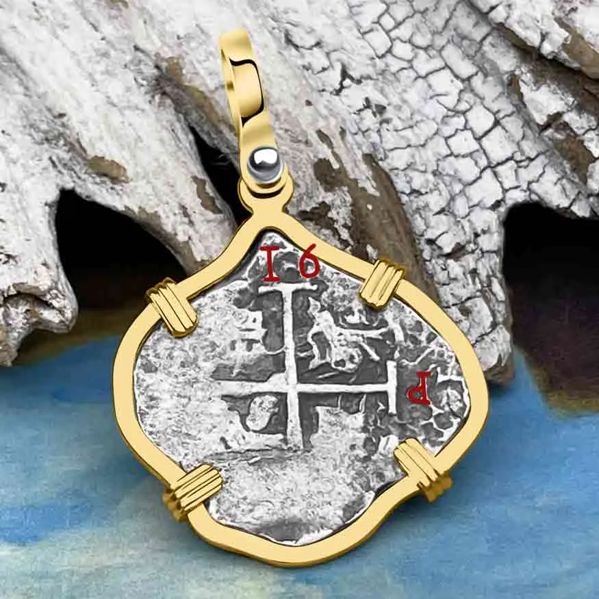 Dated 1715 Fleet Golden Age of Piracy Shipwreck Spanish 1 Reale "Piece of 8" 14K Gold Pendant | Artifact # 8947
