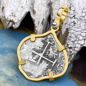 Dated 1715 Fleet Golden Age of Piracy Shipwreck Spanish 1 Reale "Piece of 8" 14K Gold Pendant | Artifact # 8947
