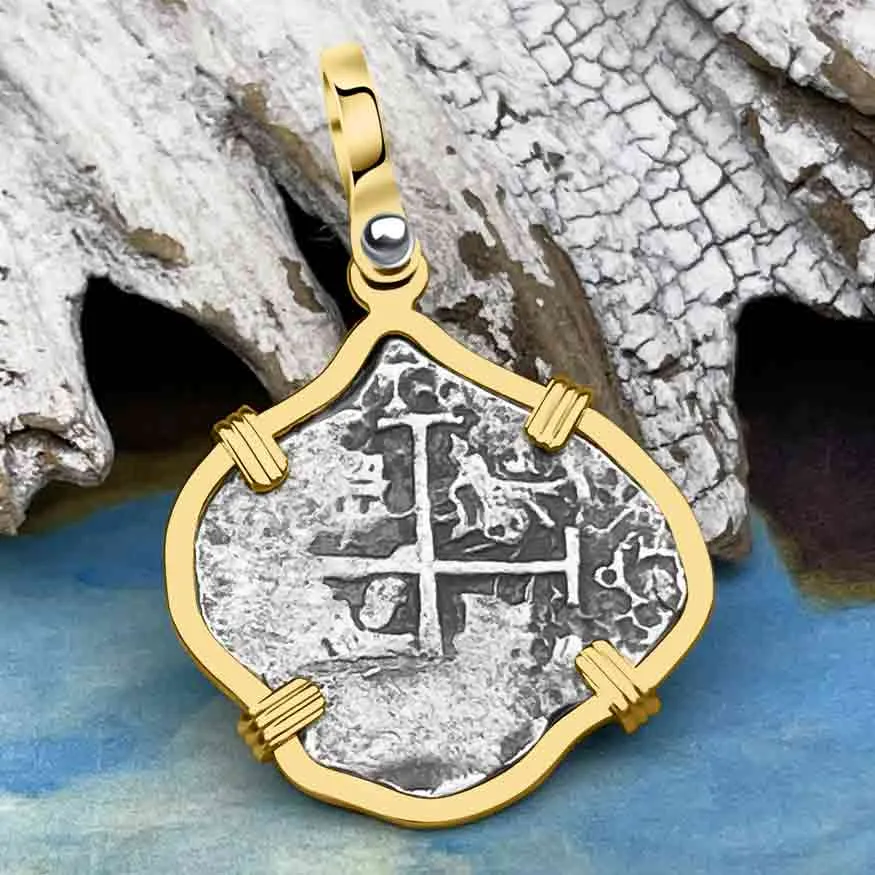 Dated 1715 Fleet Golden Age of Piracy Shipwreck Spanish 1 Reale "Piece of 8" 14K Gold Pendant | Artifact # 8947