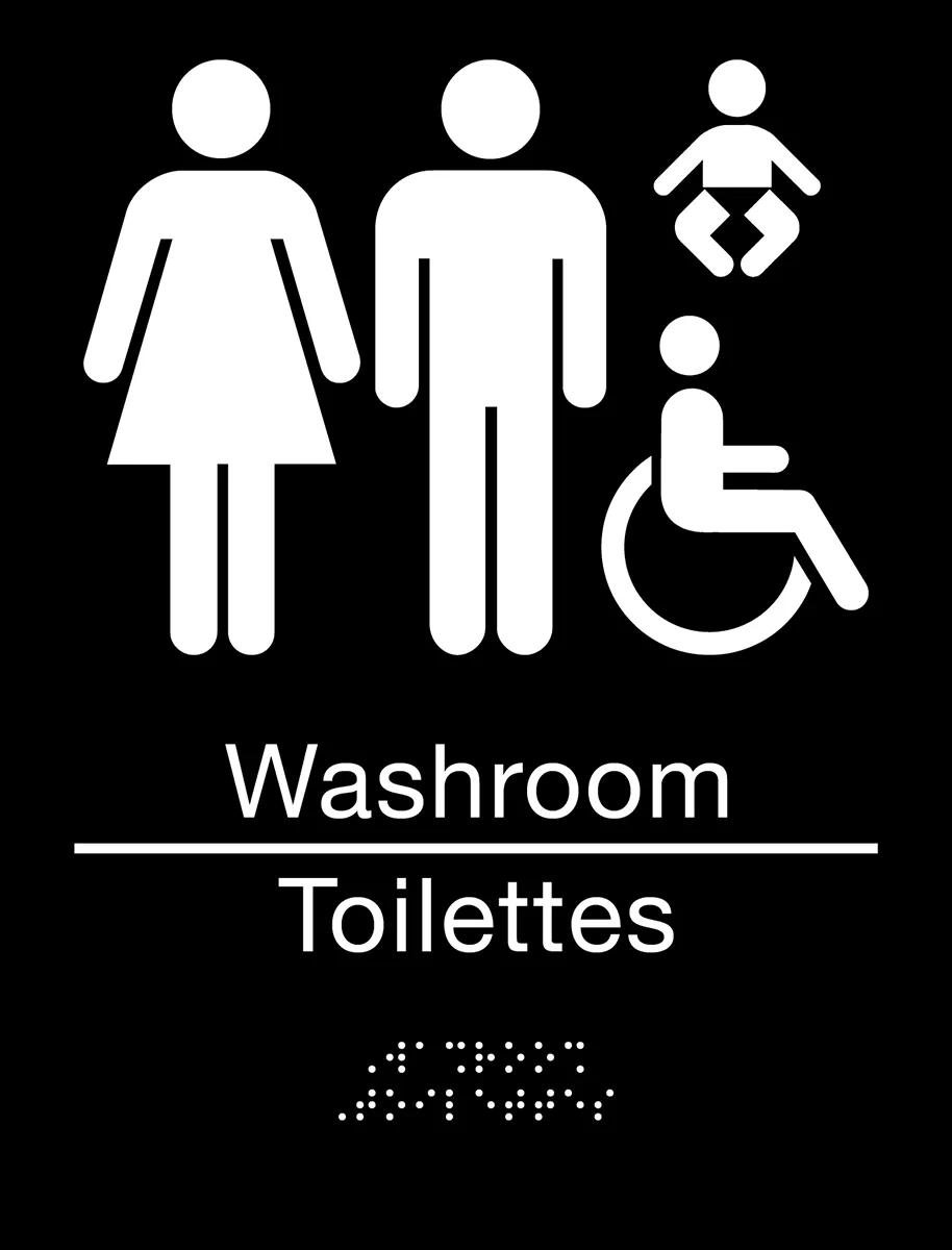 Family Accessible Washroom Bilingual Braille Sign