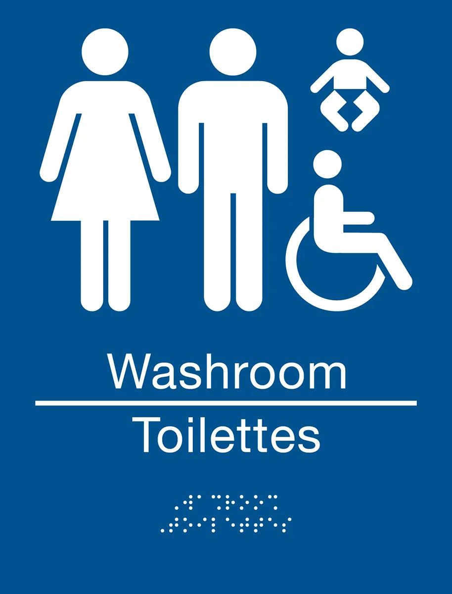 Family Accessible Washroom Bilingual Braille Sign
