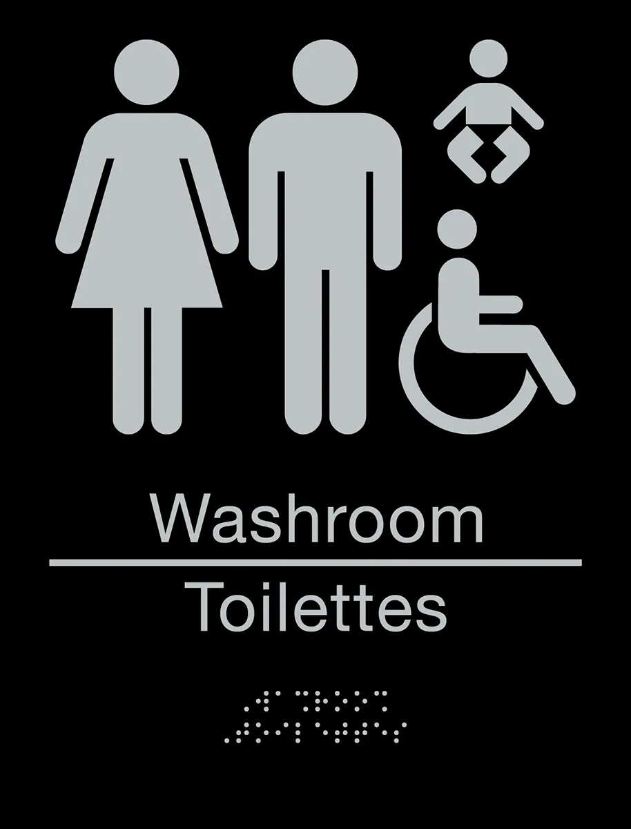 Family Accessible Washroom Bilingual Braille Sign
