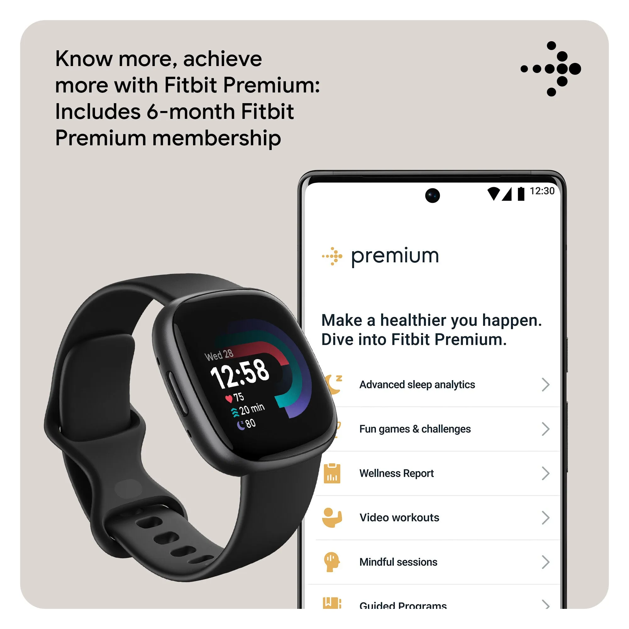 Fitbit Versa 4 Smart Watch - Black/Graphite