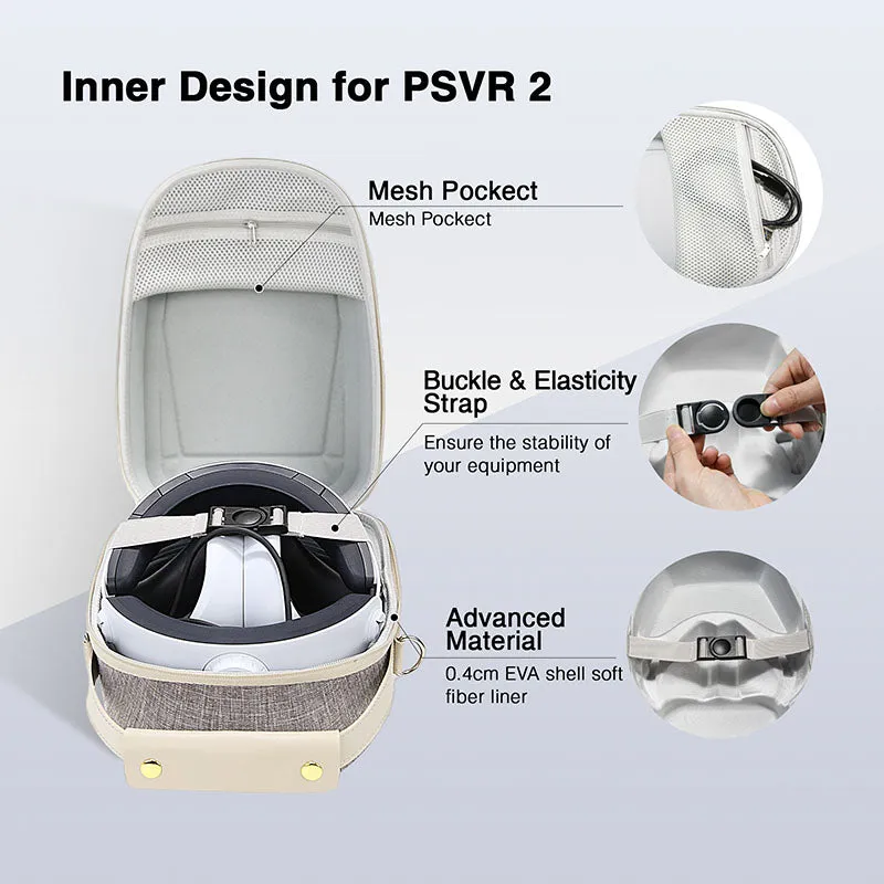 Grey Carrying Case Compatible with PlayStation VR2, Mytrix Portable Hard Shell Travel Case Storage for PS VR2