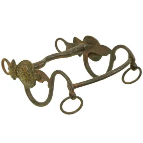 Original British Victorian Household Cavalry Horse Bit with V.R. marked Brass Rosettes on the Sides