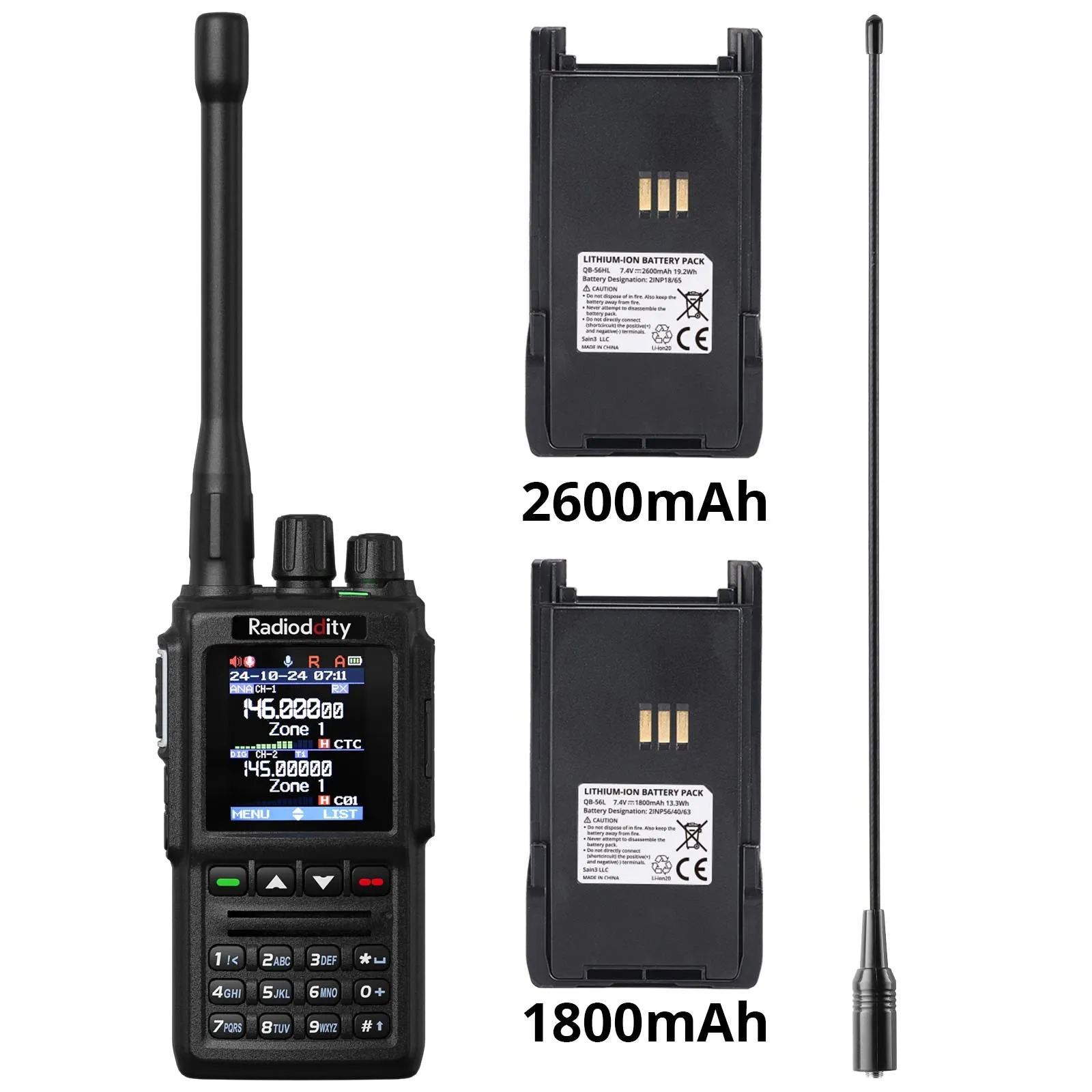 Radioddity GD-168 DMR | 5W | Dual Band| Satellite Communicate | Noise Reduction | 500K Contacts | Dual Battery & Antennas | Type-C Charging & Programming