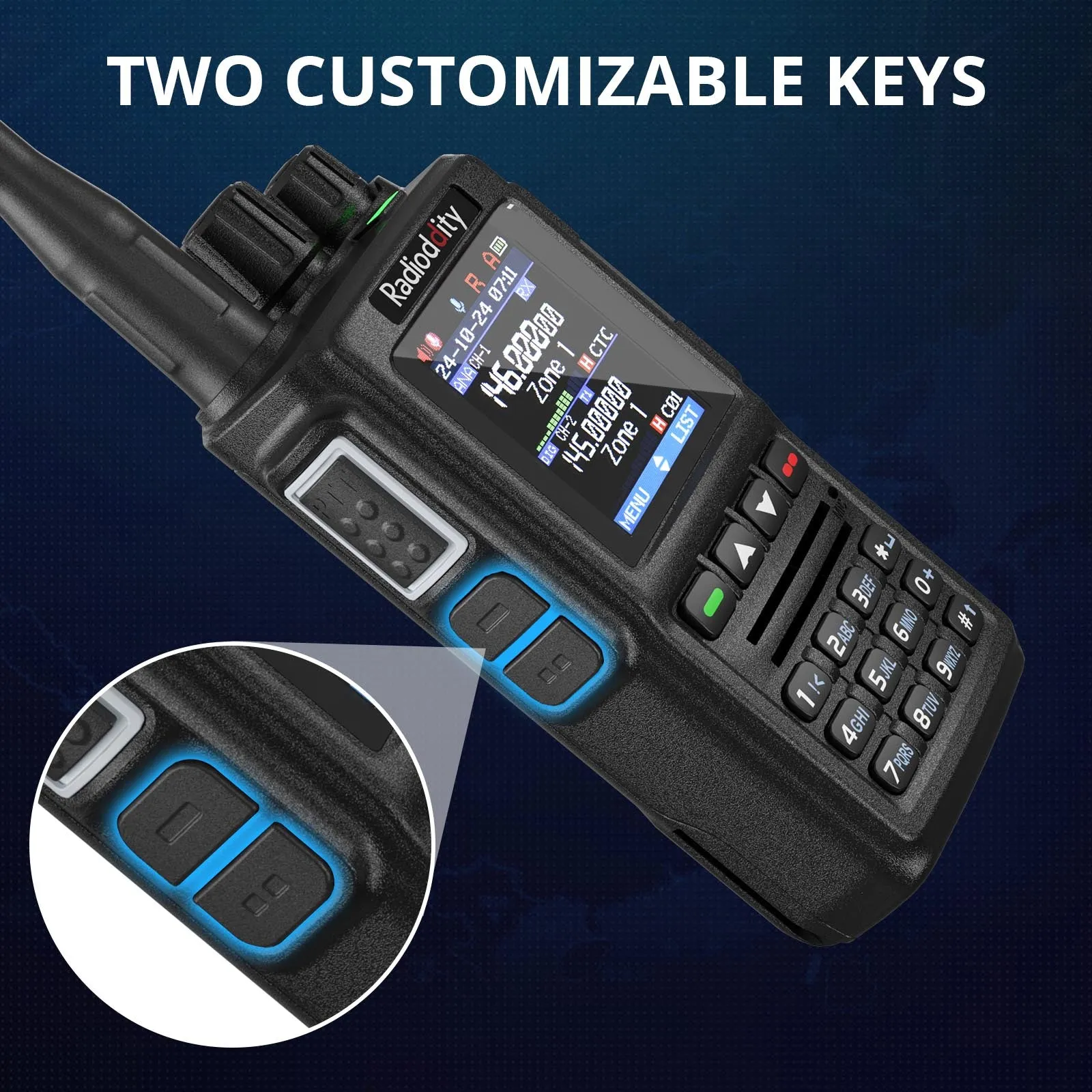 Radioddity GD-168 DMR | 5W | Dual Band| Satellite Communicate | Noise Reduction | 500K Contacts | Dual Battery & Antennas | Type-C Charging & Programming