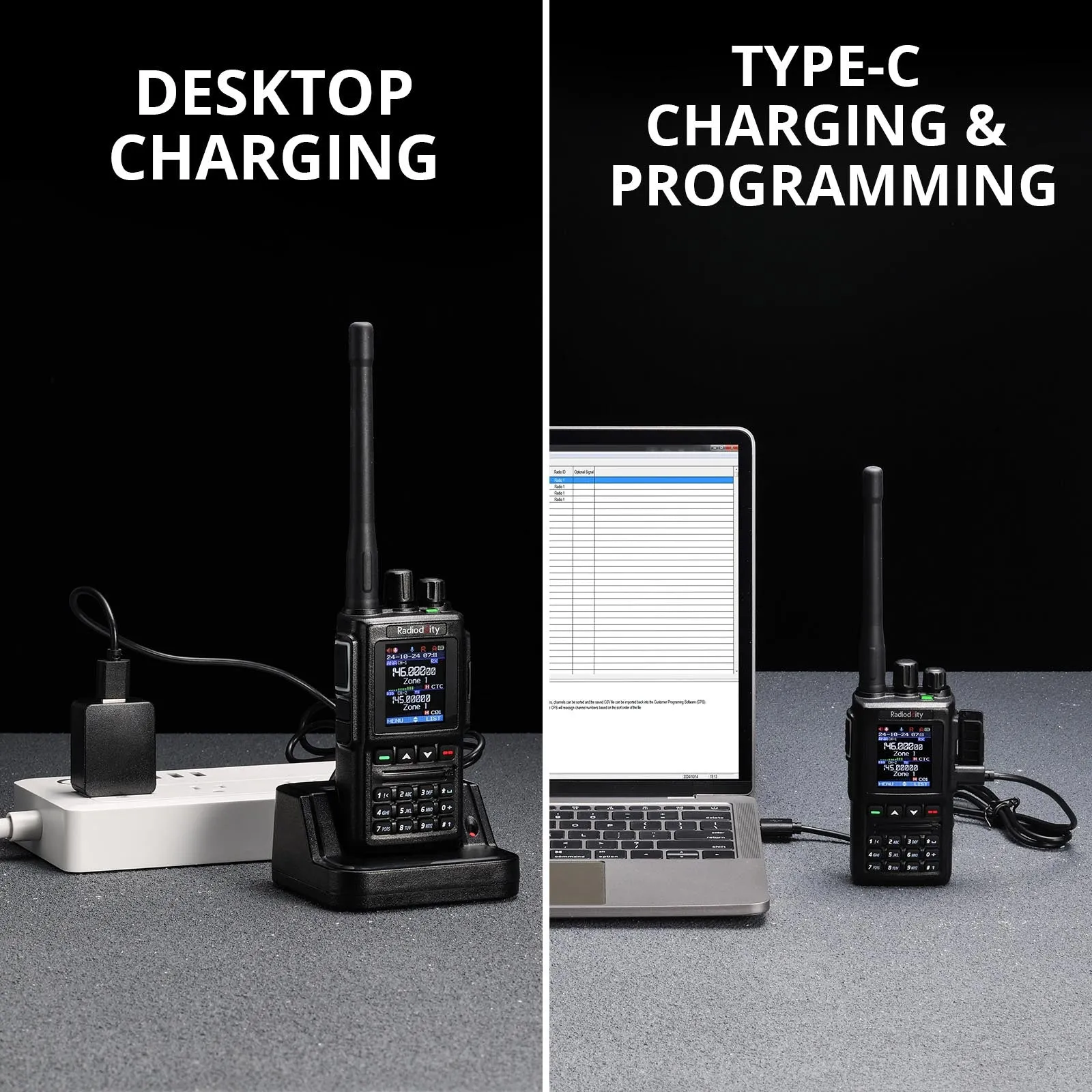 Radioddity GD-168 DMR | 5W | Dual Band| Satellite Communicate | Noise Reduction | 500K Contacts | Dual Battery & Antennas | Type-C Charging & Programming