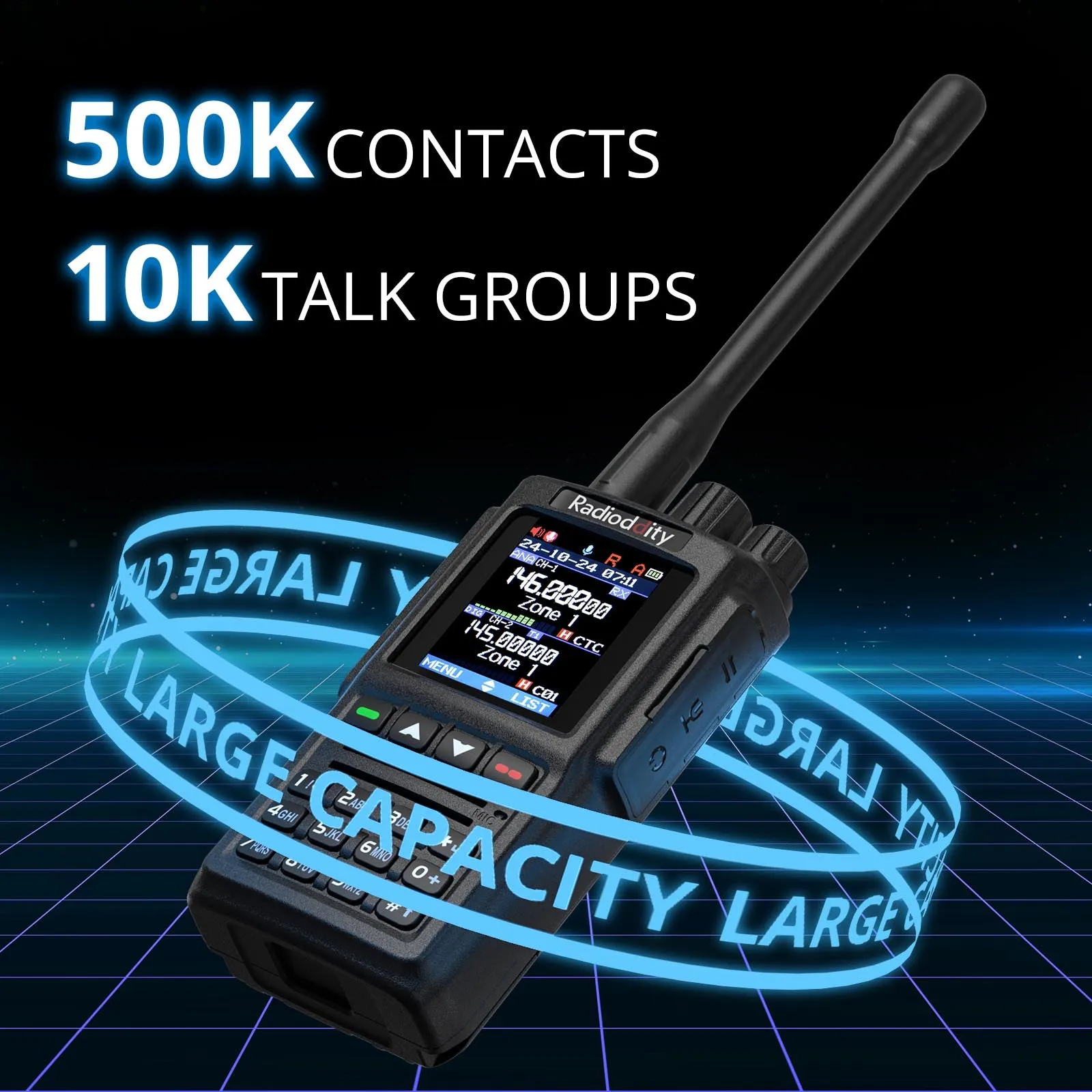 Radioddity GD-168 DMR | 5W | Dual Band| Satellite Communicate | Noise Reduction | 500K Contacts | Dual Battery & Antennas | Type-C Charging & Programming