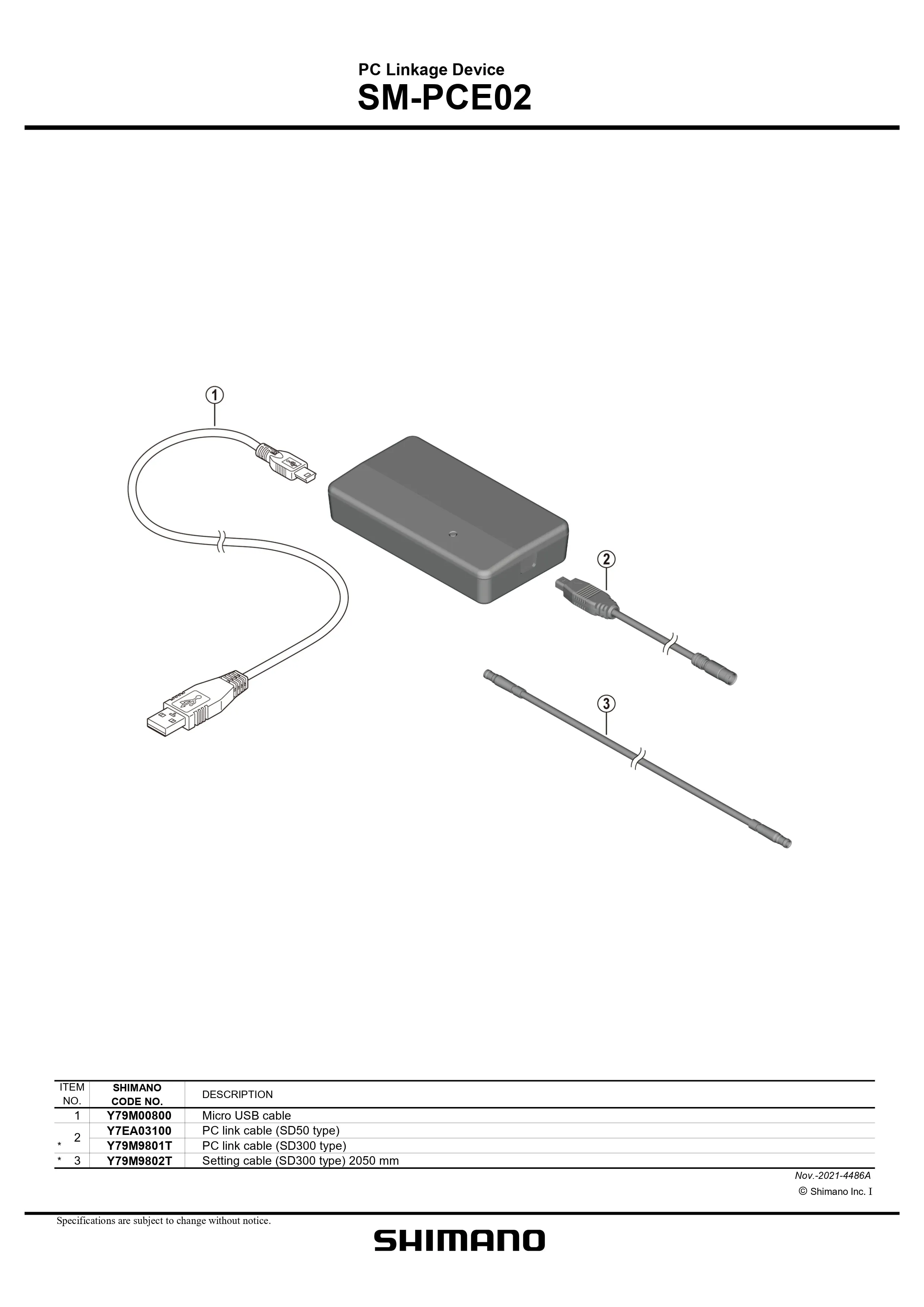 SHIMANO SM-PCE02 e-Bike PC Link Cable SD300 2050mm