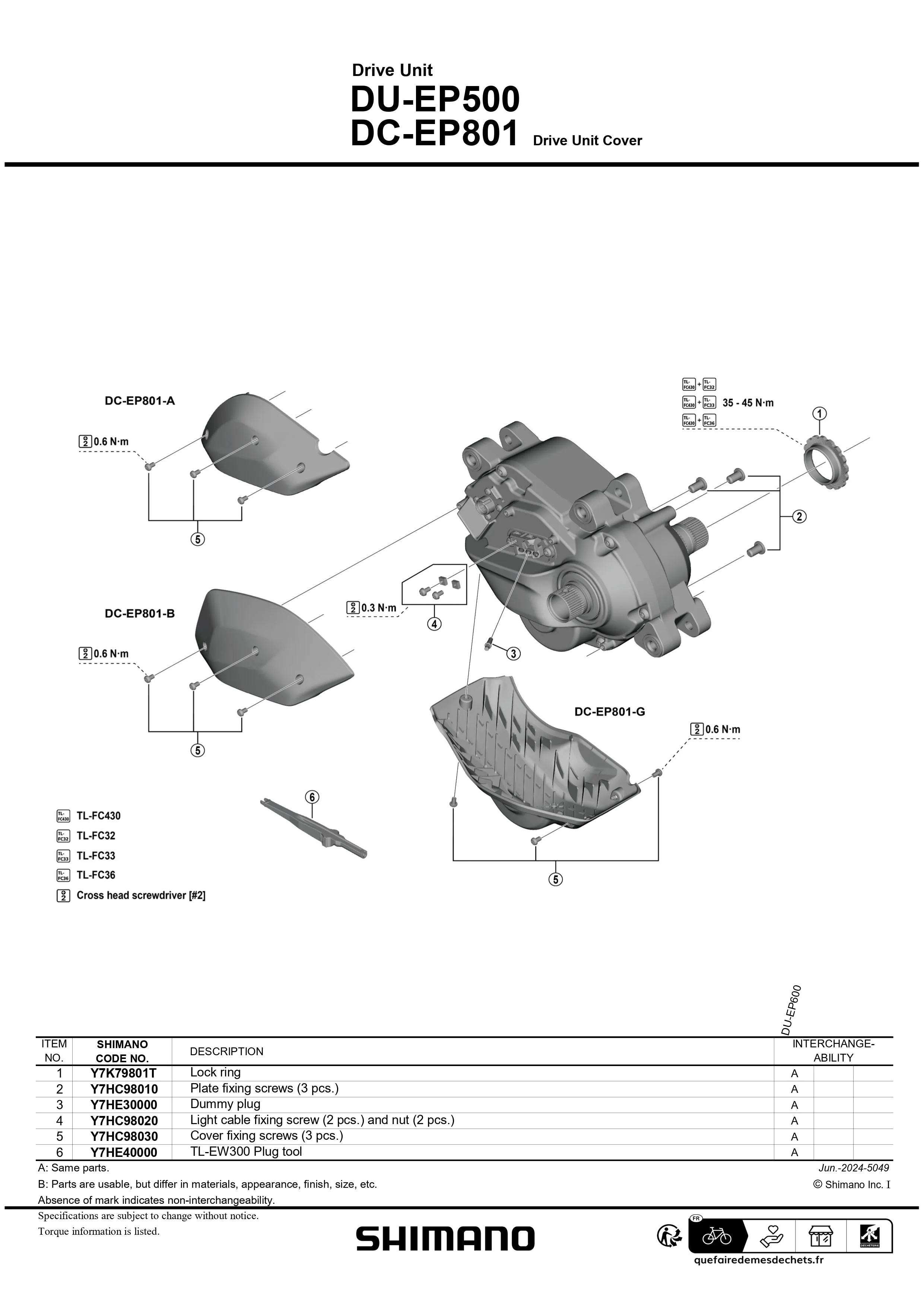 SHIMANO STEPS EP5 DU-EP500 e-Bike Mid Ship Position Drive Unit