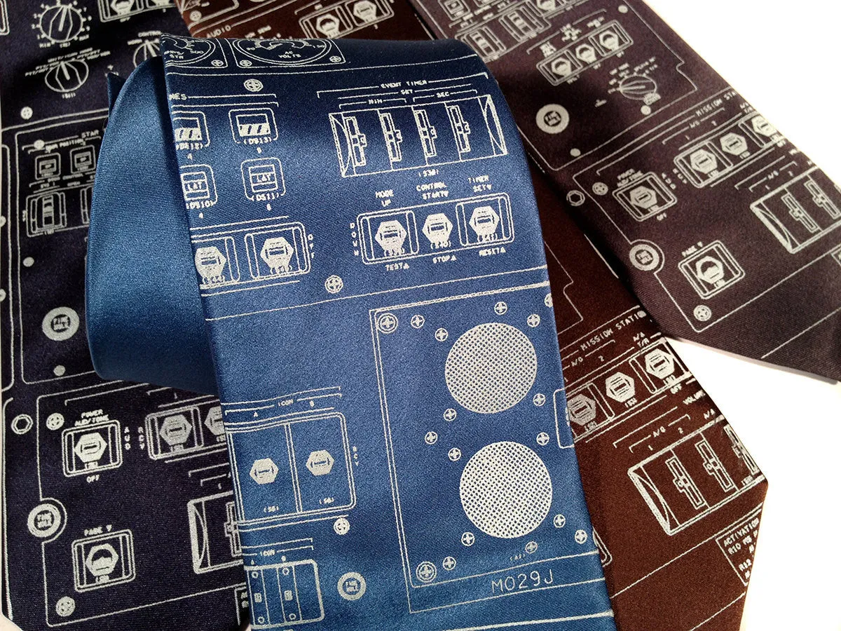 Space Shuttle Controls Silk Necktie