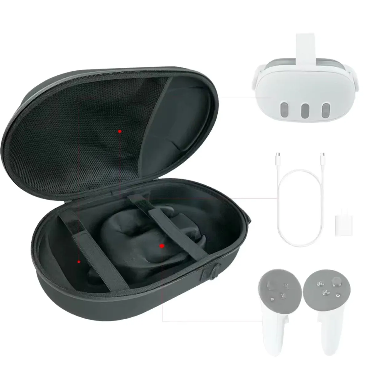 Travel case with shoulder strap for Meta Quest 3 | Black