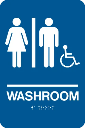Unisex Accessible Washroom Braille Sign Rectangle