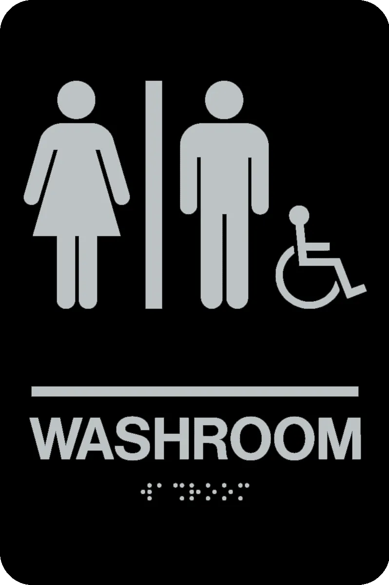 Unisex Accessible Washroom Braille Sign Rectangle