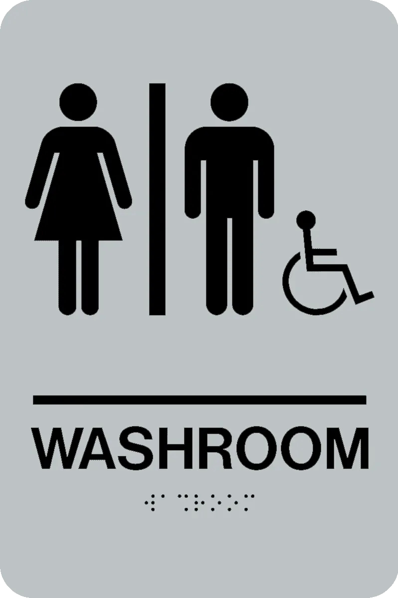 Unisex Accessible Washroom Braille Sign Rectangle