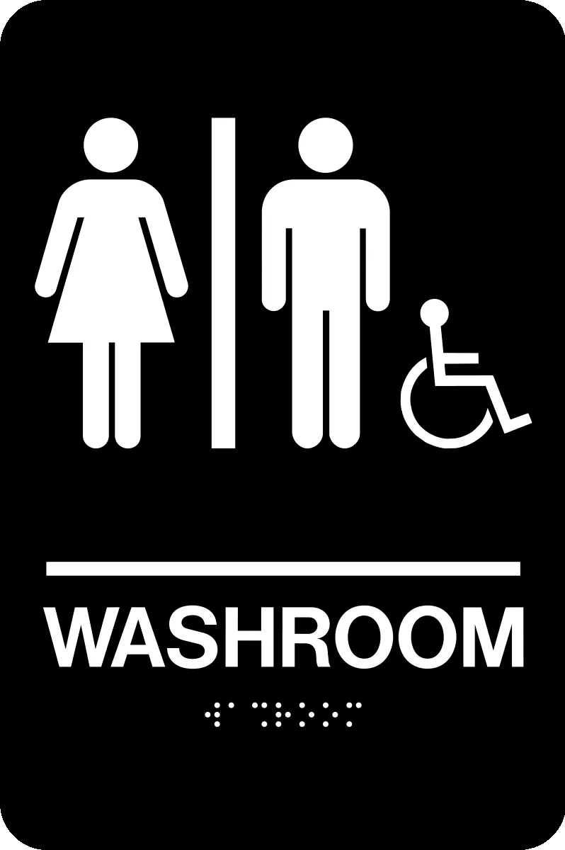 Unisex Accessible Washroom Braille Sign Rectangle