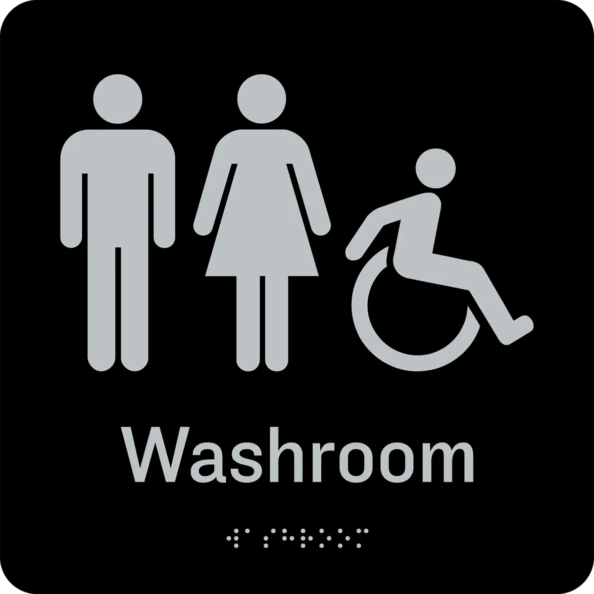 Unisex Accessible Washroom Braille Sign with Dynamic Wheelchair