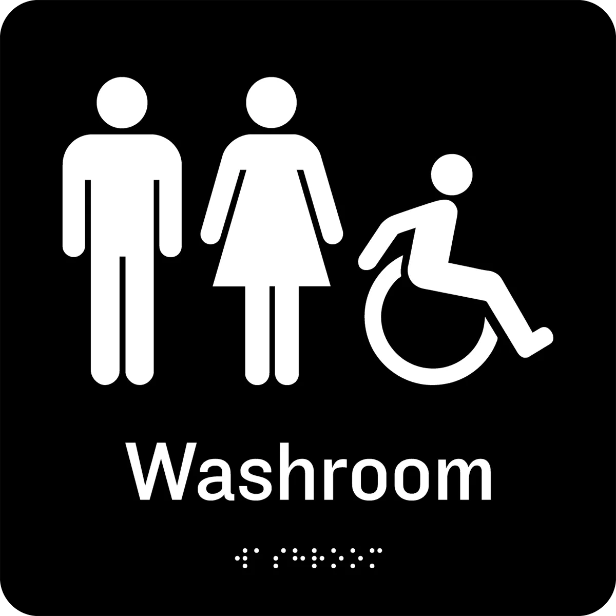 Unisex Accessible Washroom Braille Sign with Dynamic Wheelchair