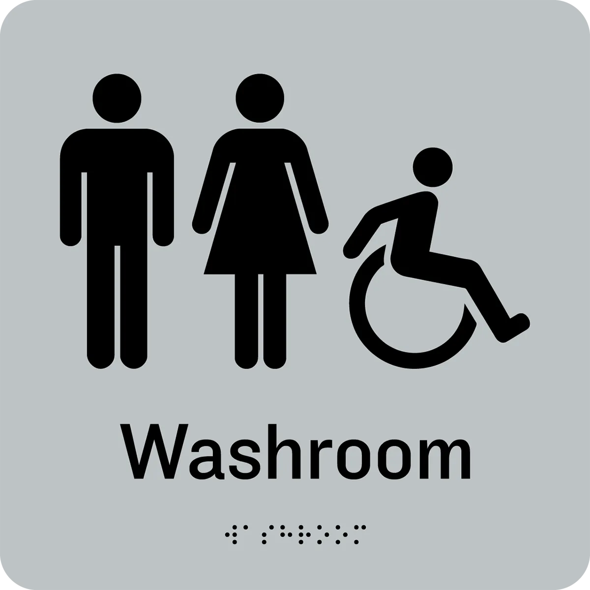 Unisex Accessible Washroom Braille Sign with Dynamic Wheelchair