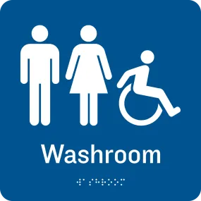 Unisex Accessible Washroom Braille Sign with Dynamic Wheelchair