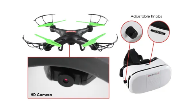 Virtual Reality Wifi Drone with Bonus VR Headset Combo Kit - Ships Next Day!