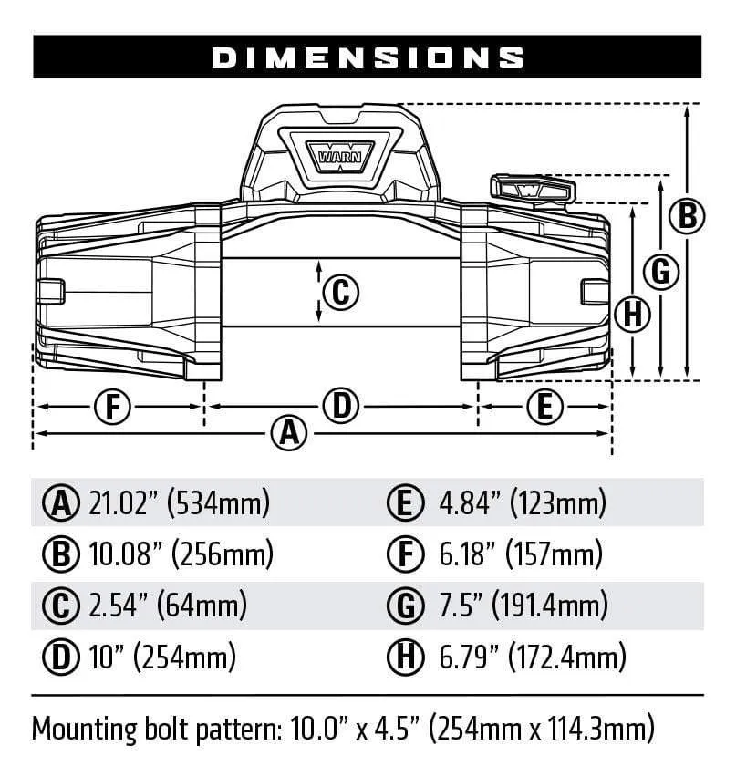 Warn 103252 VR EVO 10 Electric Winch - 10,000 lbs. Pull Rating, 90 ft. Steel Line