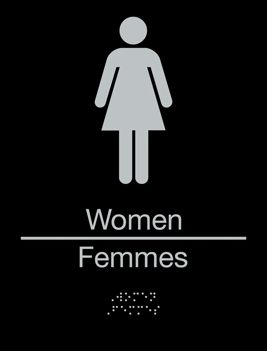 Women Washroom Bilingual Braille Sign