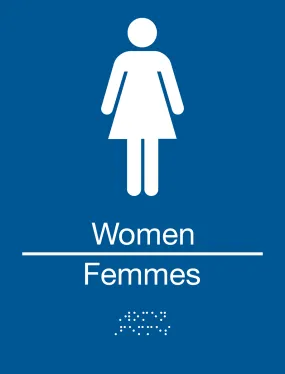 Women Washroom Bilingual Braille Sign