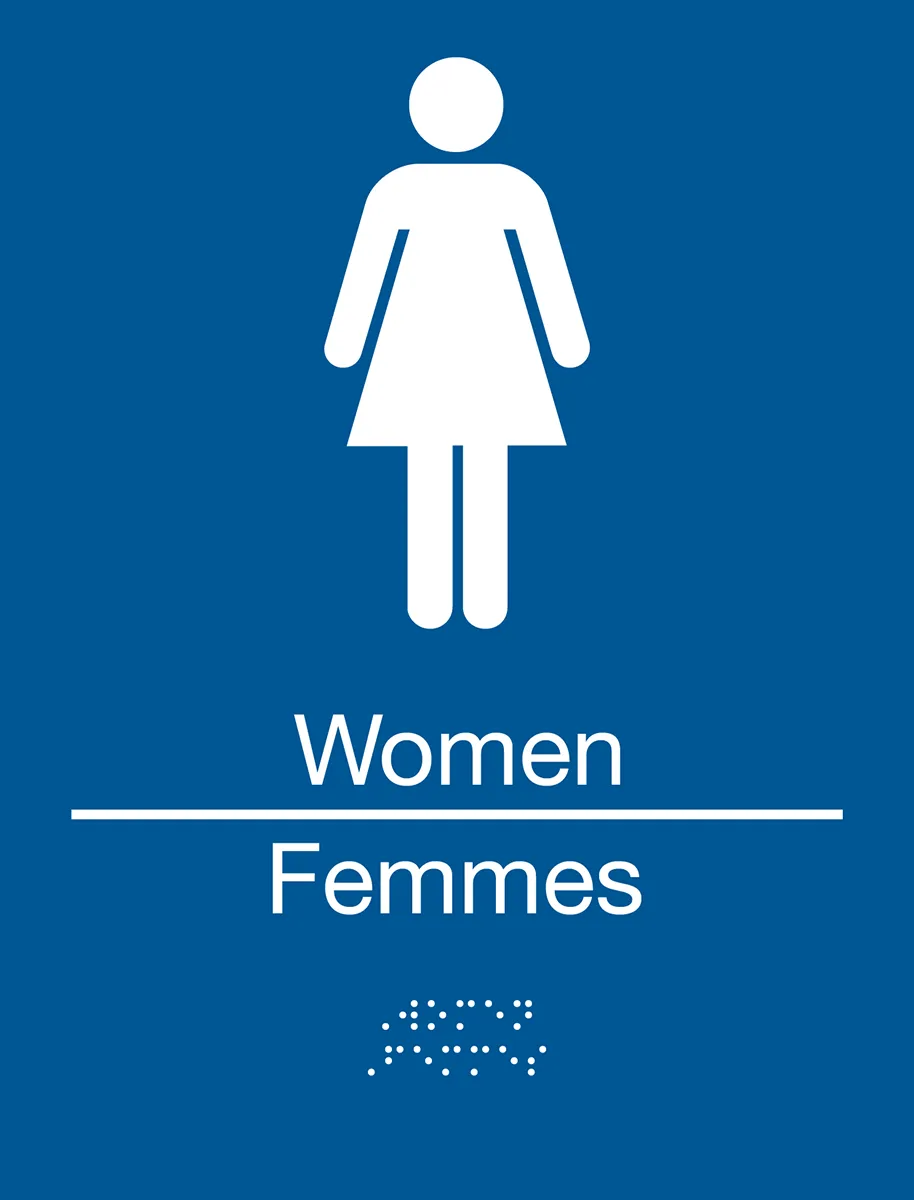 Women Washroom Bilingual Braille Sign