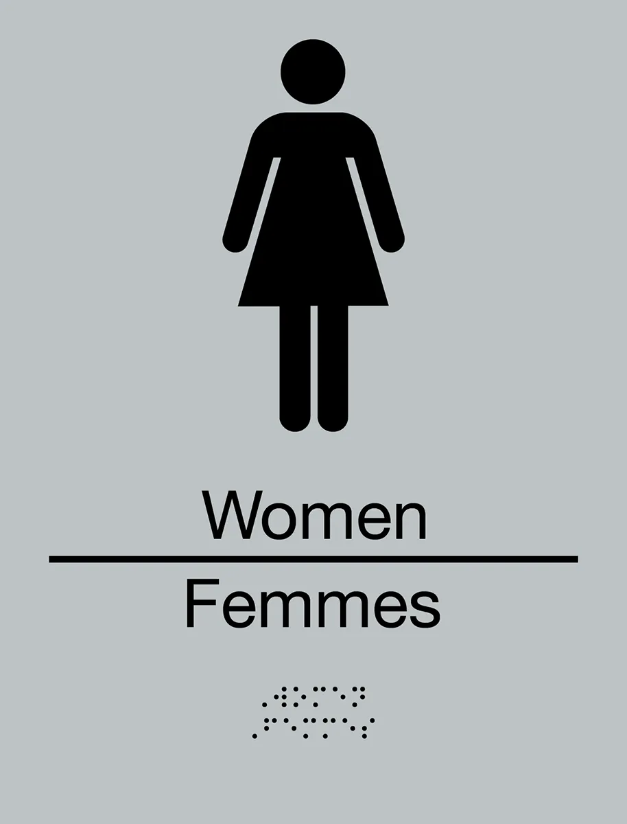 Women Washroom Bilingual Braille Sign