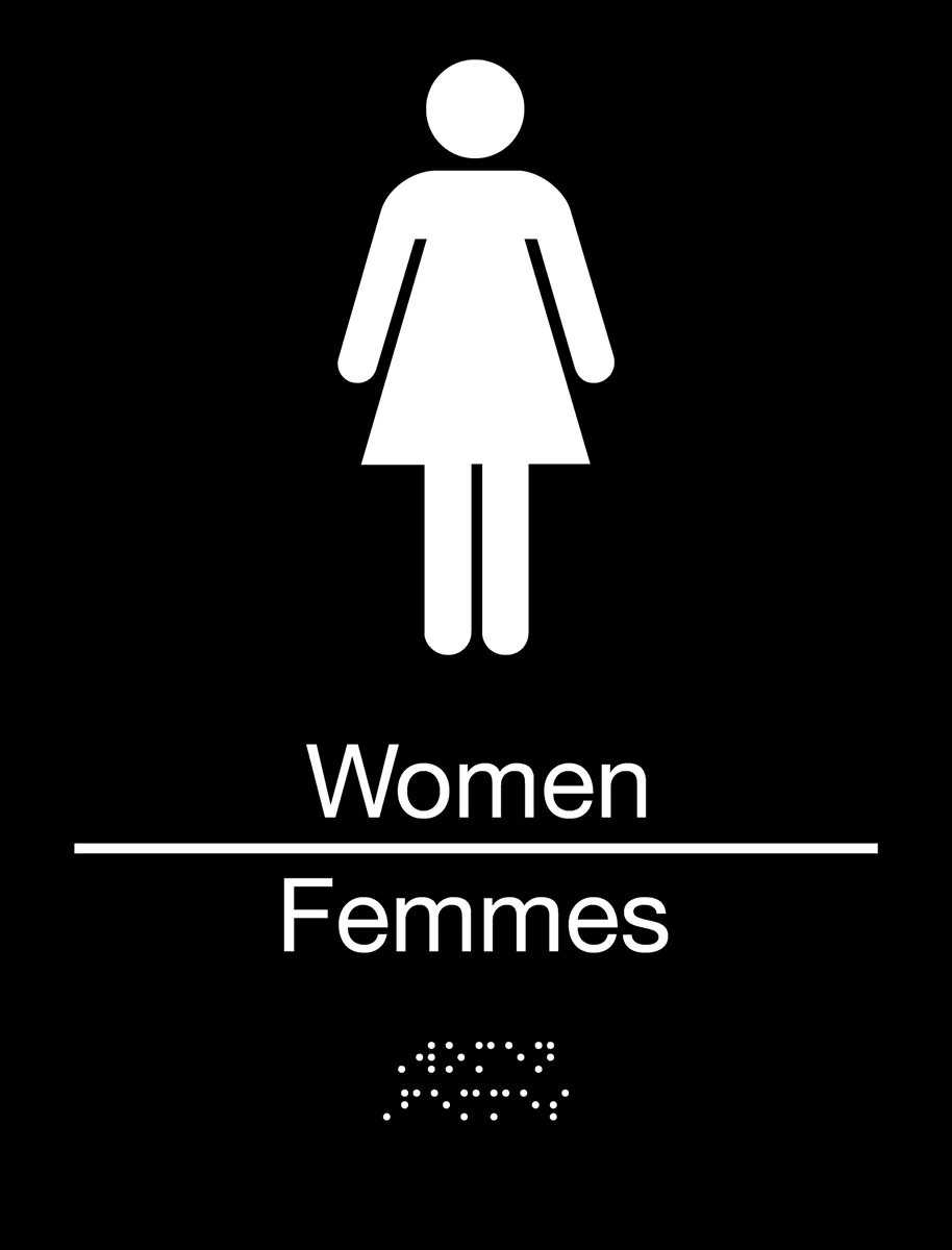 Women Washroom Bilingual Braille Sign